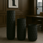 Siyah Dokulu Modern Vazo Seti – 34” / 32” / 40”