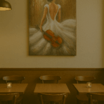 SERENADE Metal El Yapımı Kemanlı Kadın Tablosu – 100x150 cm