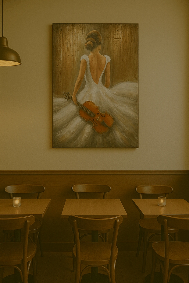 SERENADE Metal El Yapımı Kemanlı Kadın Tablosu – 100x150 cm