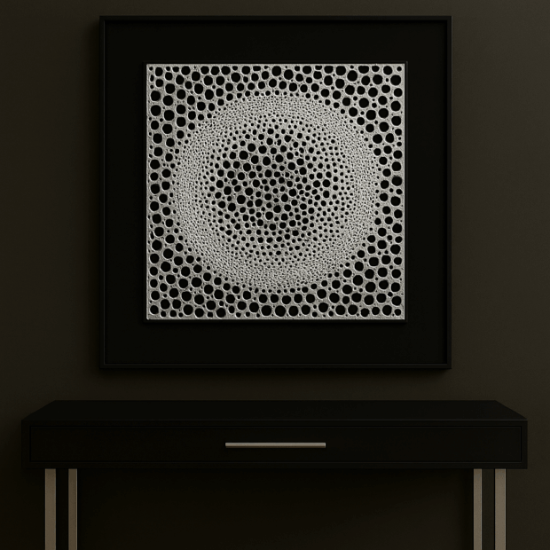 Geometrik Dokuya Sahip 3D Duvar Dekoru – 60x60x4 cm