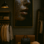 "Işıltılı Portre" El İşçiliği Taşlı Canvas Tablo – 124x64 cm