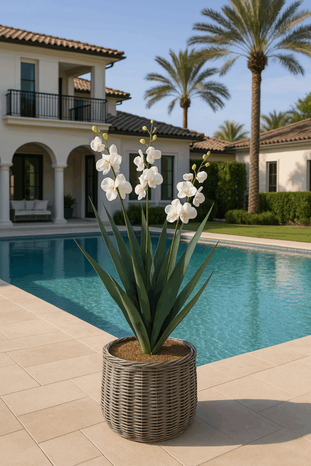 Yapay Çiçekli Aloe Vera Bitkisi – 150 x 45 cm