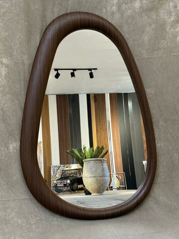 Ceviz Dokulu Modern Organik Form Ayna – 120x80x5 cm - Image 3