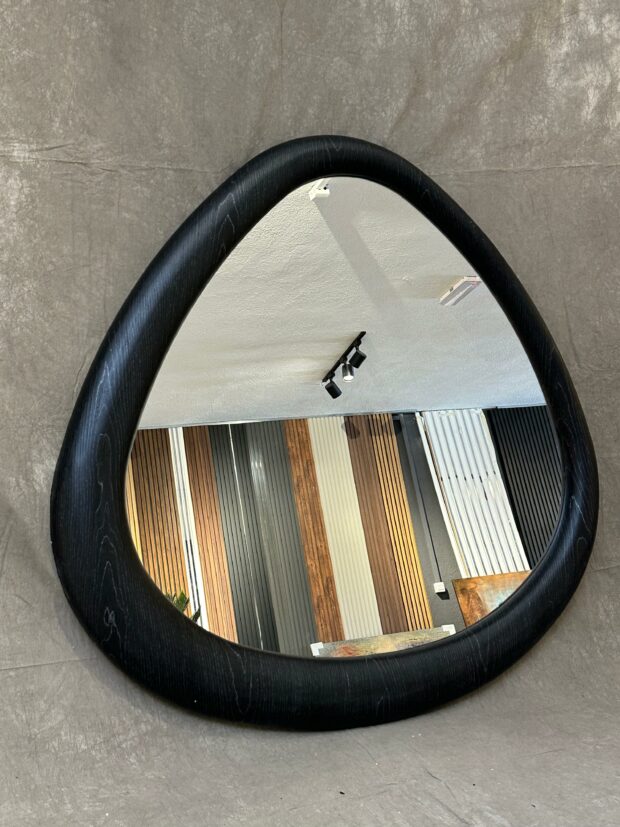 Siyah Ahşap Dokulu Modern Organik Ayna – 100x100x5 cm - Image 3