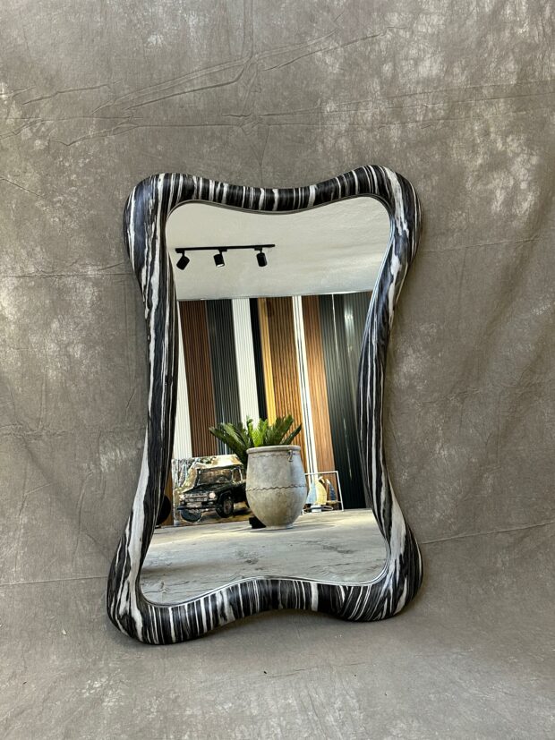Monokrom Dalga Formlu Büyük Dekoratif Ayna 120x80x5cm - Image 3