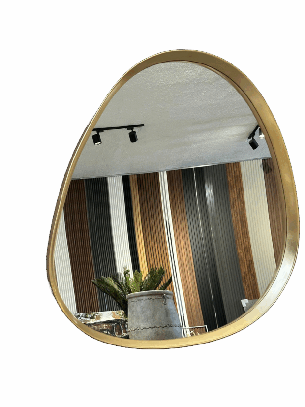 Altın Mat Organik Form Ayna – 96x78x8 cm