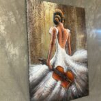 SERENADE Metal El Yapımı Kemanlı Kadın Tablosu – 100x150 cm - Image 3