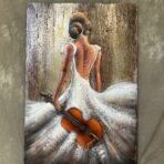 SERENADE Metal El Yapımı Kemanlı Kadın Tablosu – 100x150 cm - Image 4