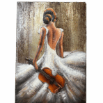 SERENADE Metal El Yapımı Kemanlı Kadın Tablosu – 100x150 cm - Image 2