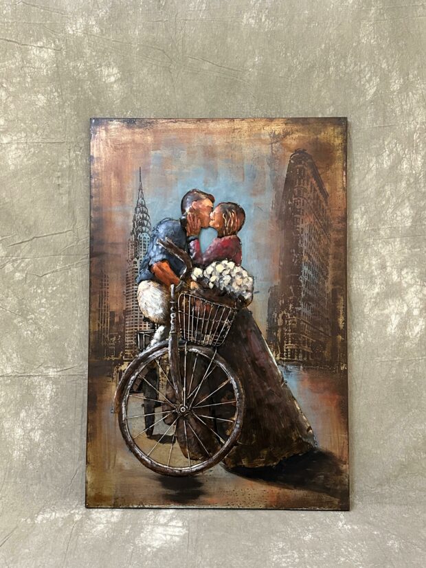 "Romantik Öpücük" Metal Duvar Tablosu – 80x120 cm - Image 2