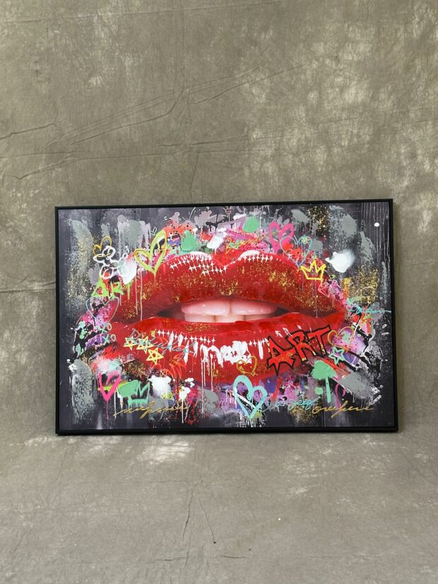 “Graffiti Lips” Pop Art Kanvas Tablo – 94x64 cm - Image 3