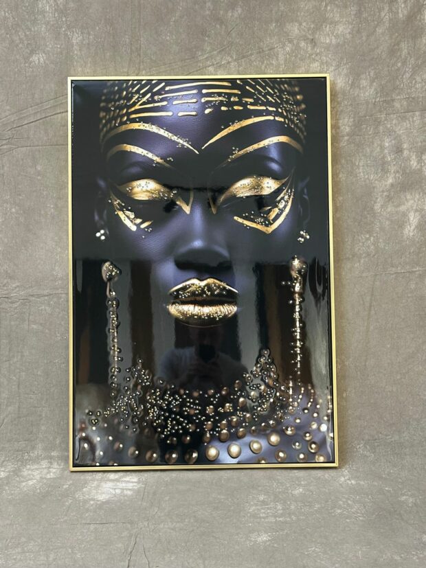 “Royal Gold” El İşçiliği Taşlı Kanvas Tablo – 94x64 cm - Image 2