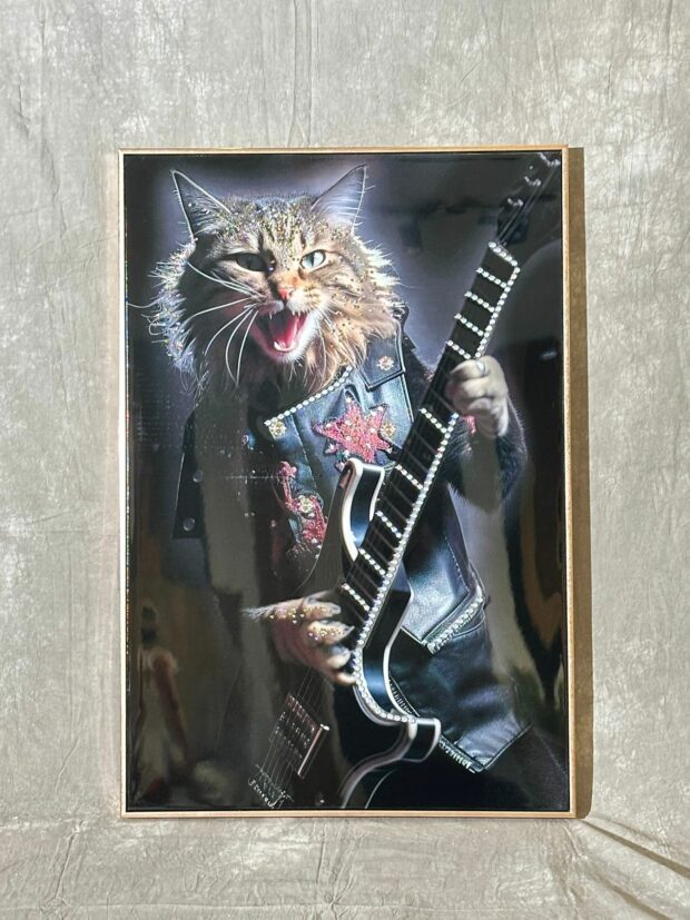 "Rockstar Kedi" Kanvas Tablo – 94x64 cm - Image 2