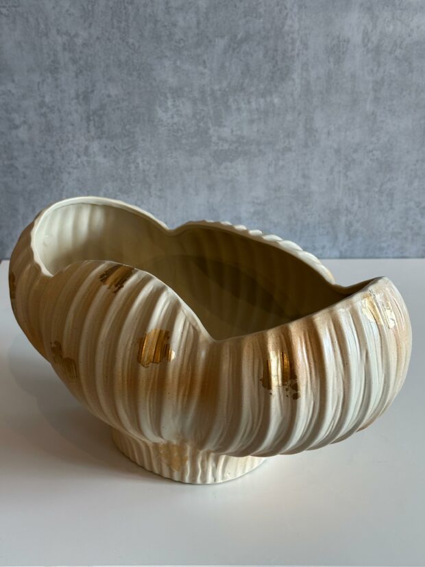 Dalga Formlu Geniş Ağızlı Seramik Dekoratif Saksı/Vazo – 36x23x19 cm - Image 7
