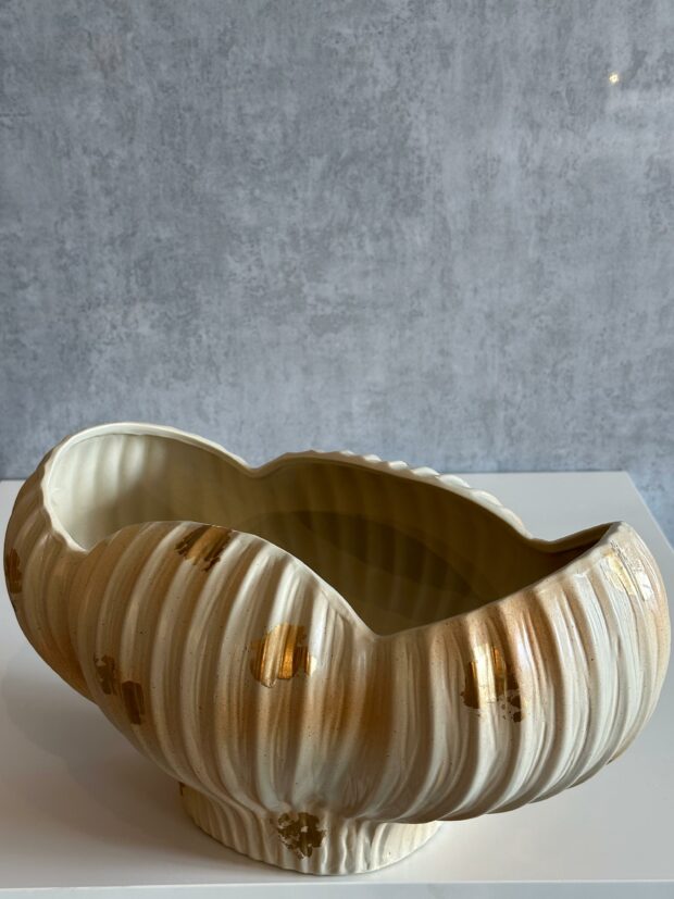 Dalga Formlu Geniş Ağızlı Seramik Dekoratif Saksı/Vazo – 36x23x19 cm - Image 6