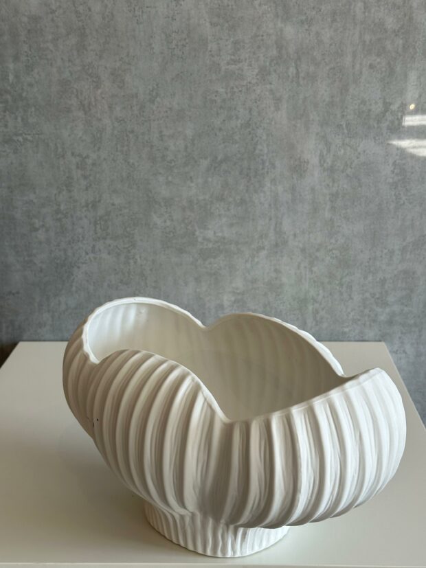 Dalga Formlu Geniş Ağızlı Seramik Dekoratif Saksı/Vazo – 36x23x19 cm - Image 8