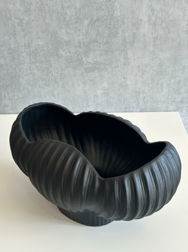 Dalga Formlu Geniş Ağızlı Seramik Dekoratif Saksı/Vazo – 36x23x19 cm - Image 11
