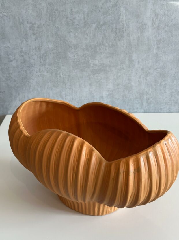 Dalga Formlu Geniş Ağızlı Seramik Dekoratif Saksı/Vazo – 36x23x19 cm - Image 2