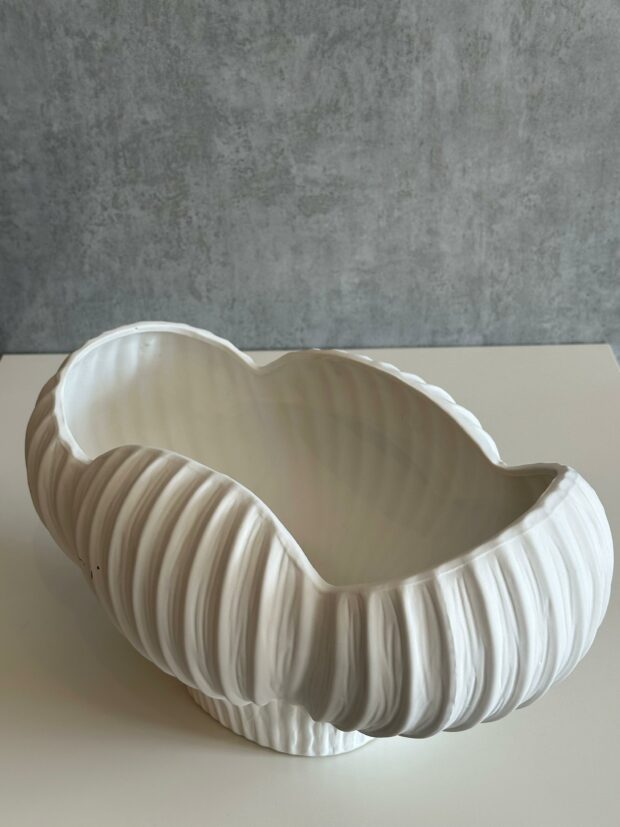 Dalga Formlu Geniş Ağızlı Seramik Dekoratif Saksı/Vazo – 36x23x19 cm - Image 9