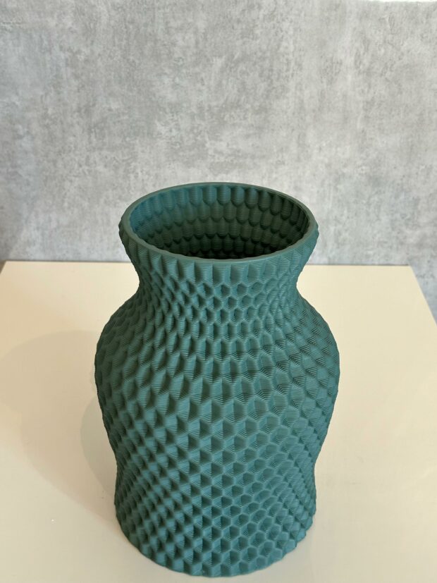 Modern Kabartma Desenli Seramik Vazo 19x19x29cm - Image 7