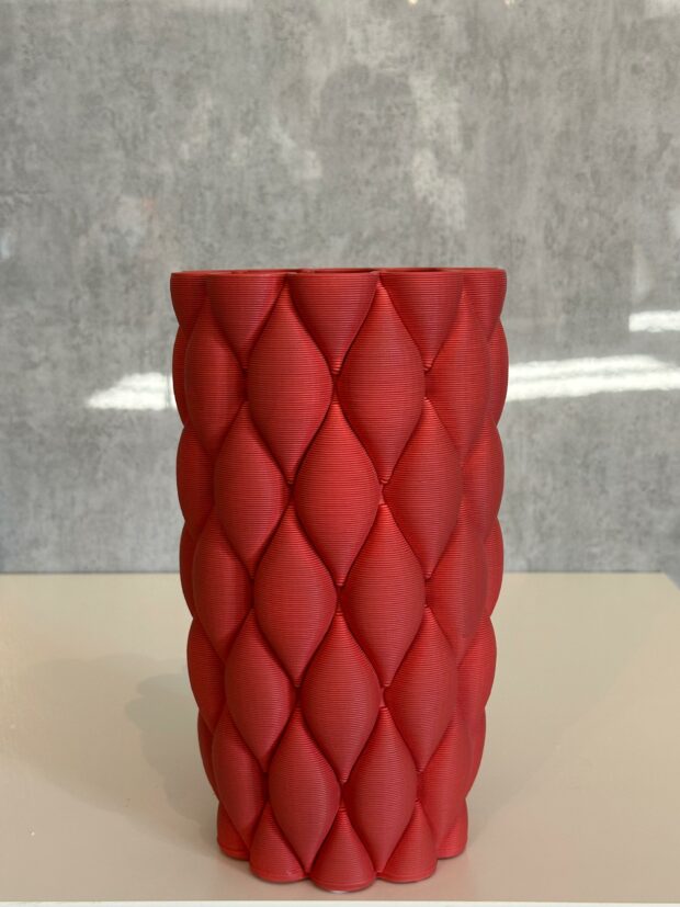 Modern Kabartma Desenli Seramik Vazo 15x15x27cm - Image 5