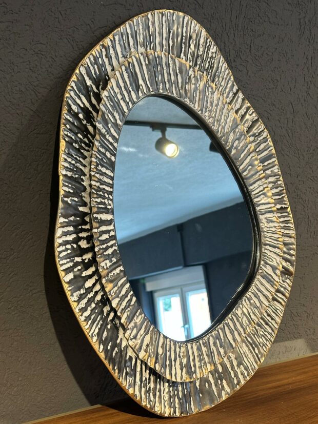 Dalga Dokulu El İşçiliği Dekoratif Ayna 48x63x5cm - Image 4