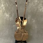 Paslanmaz Çelik Modern Çello Heykeli (60x40x130 cm) - Image 3