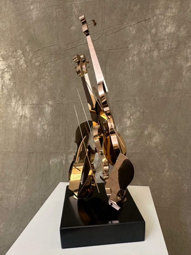 Paslanmaz Çelik Modern Keman Heykeli (37x34x83 cm) - Image 6