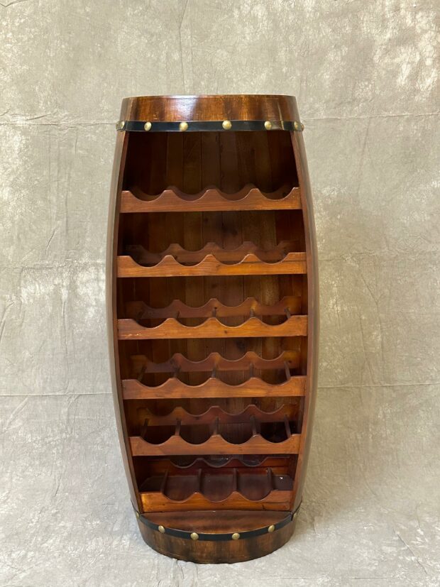 Fıçı Formlu Ahşap Şaraplık – 37 x 37 x 98 cm - Image 2