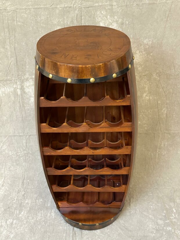 Fıçı Formlu Ahşap Şaraplık – 37 x 37 x 98 cm - Image 3