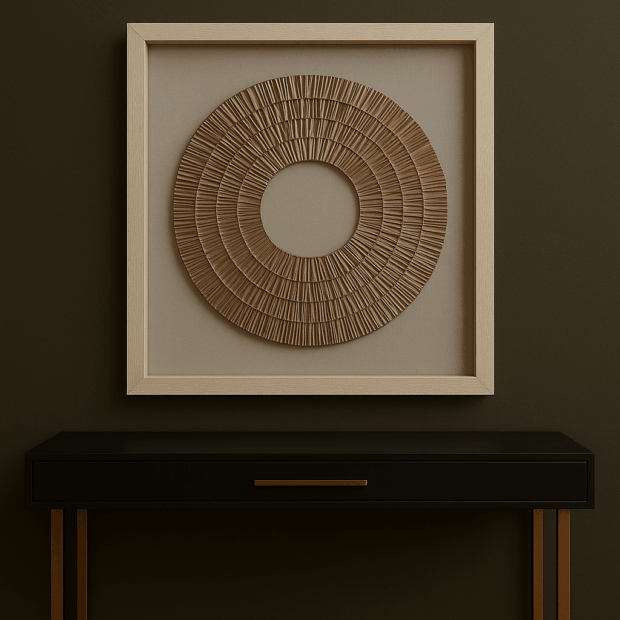 Doğal Hasır Görünümlü Dekoratif Duvar Panosu – 60x60x4 cm