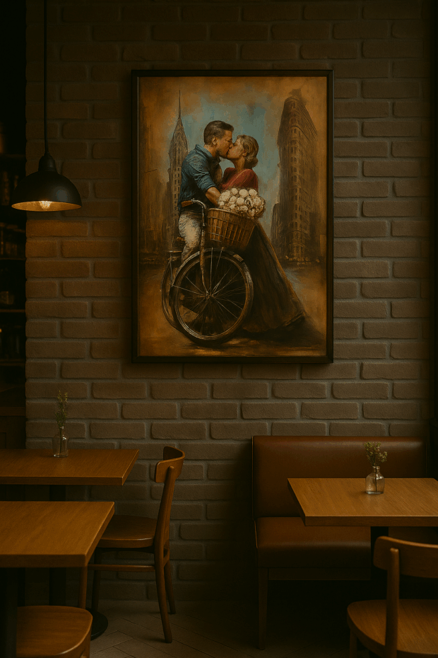 "Romantik Öpücük" Metal Duvar Tablosu – 80x120 cm
