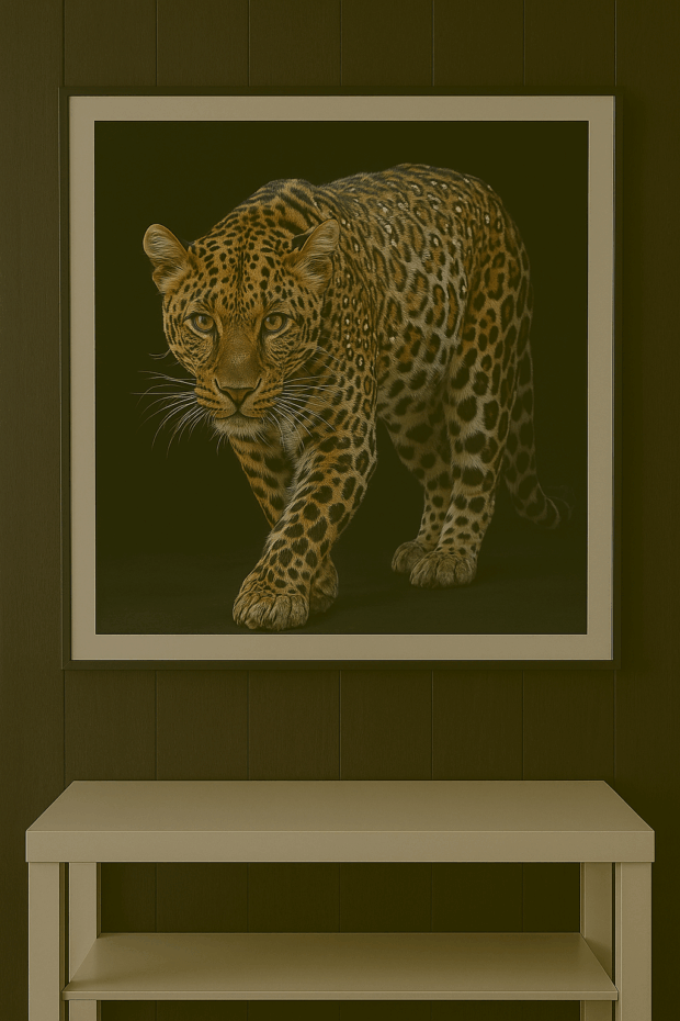 "Leopar Zarafeti" Taş İşlemeli Kanvas Tablo – 84x84 cm